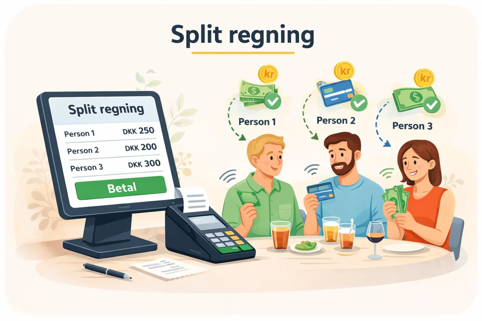 Split bill in an online POS system